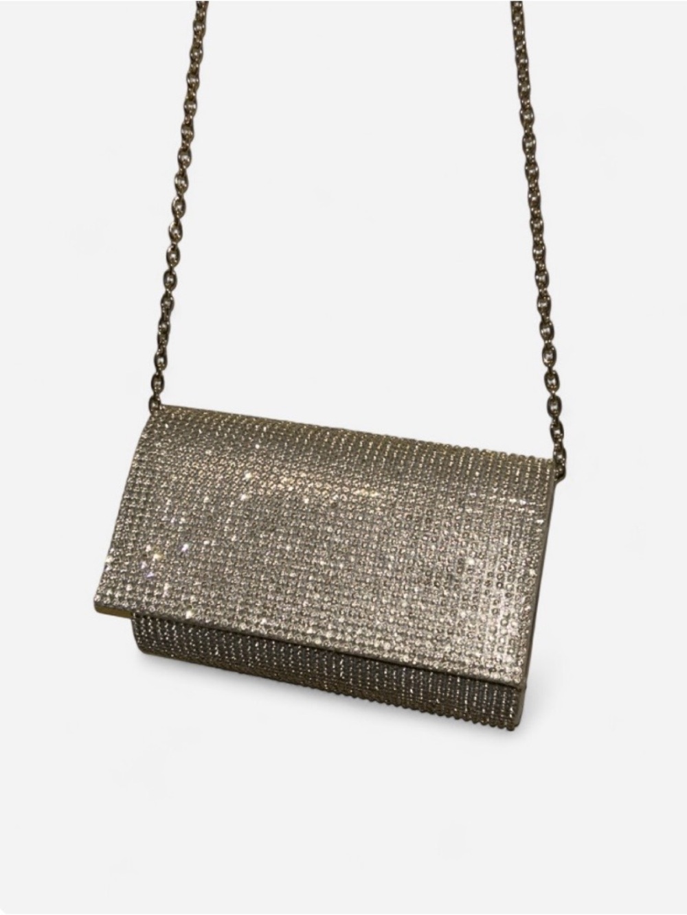 Amazon Essentials Silver Crystal Crossbody Clutch